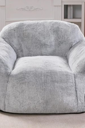 Bean Bag Chair, Large Bean Bag Sofa with Armrest, Giant Beanbag Couch for Adults and Kids, Comfy Floor Sofa for Living Room, Bedroom, Apartment, Dorm and Office, Beige, (Light Grey)