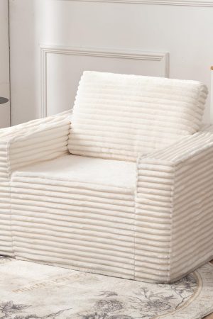 Plush Bean Bag Chair for Adults with Armrests,Bean Bag Sofa Chair with Pillows for Living Room, Bedroom,Dorm (Beige)