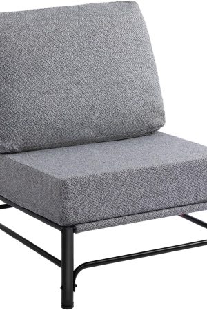 Mid Century Modern Accent Chair, Comfy Reading Chair with Soft Cushion, Metal Frame Fabric Large Lazy Chair, Upholstered Lounge Sofa Chairs for Living Room, Bedroom, Balcony, Black